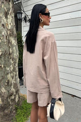 Gömlek Ve Şort Flamlı Keten Takım 10130