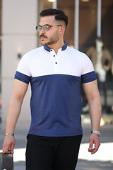 Erkek Yakalı çift Renk Kısa Kollu T-shirt