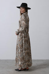 Leopar Desenli Gipeli Elbise - Leopar