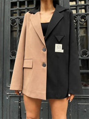 PARÇALI CEKET ETİKET DETAYLI - Kahverengi