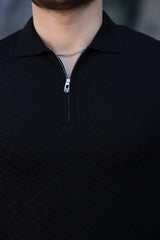 Erkek Viskon Kumaş Polo Yaka Desenli Tişört