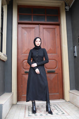 Kadın Uzun Kollu önden Düğmeli Bluz Ve Yüksek Bel A Kesim Uzun Etek şardonlu Kaşkorse Ikili Takım