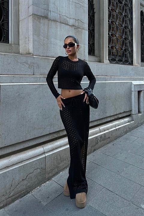 Macey Kroşe Crop Takım 9882