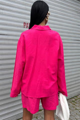 Gömlek Ve Şort Flamlı Keten Takım 10130