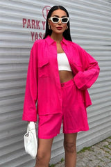 Gömlek Ve Şort Flamlı Keten Takım 10130