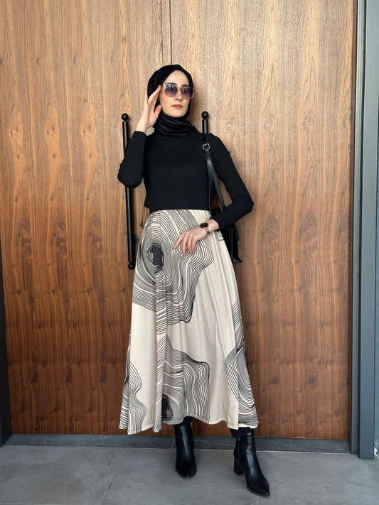 Kadın Uzun Kollu Yarı Balıkçı Yaka üst Kaşkorse Alt Süprem Uzun Elbise