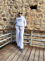 Kadın Uzun Kollu Nope Baskılı Beli Ribanalı Ikili Takım