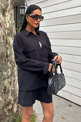 Gömlek Ve Şort Flamlı Keten Takım 10130