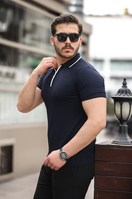 Erkek Polo Yaka Yarım Fermuar Tişört