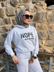 Kadın Uzun Kollu Nope Baskılı Beli Ribanalı Ikili Takım