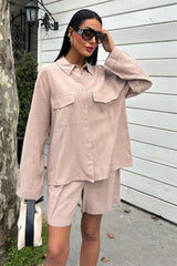 Gömlek Ve Şort Flamlı Keten Takım 10130